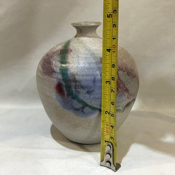 Cooper Mays North Carolina Pottery Bud Vase 4.75" Signed - Picture 2 of 10